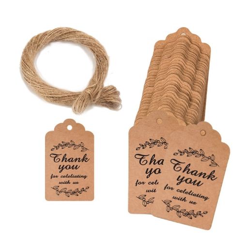 100pcs Kraft Paper Gift Tags with 20m Hemp Rope (L-13) - 1