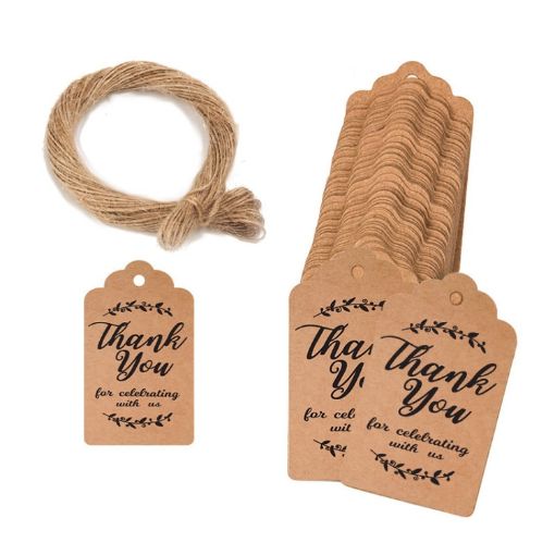 100pcs Kraft Paper Gift Tags with 20m Hemp Rope (L-14) - 1