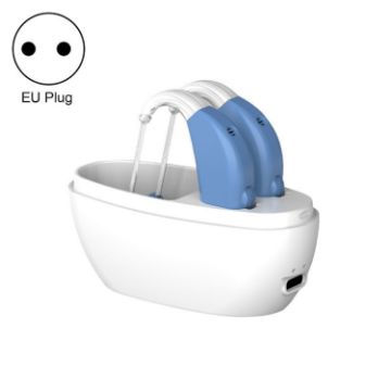 Elderly Hearing Aid Sound Amplifier - EU Plug, Blue & White Charging Bin - 1