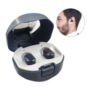 TWS On-Ear Hearing Aid with Charging Compartment - Black - 1