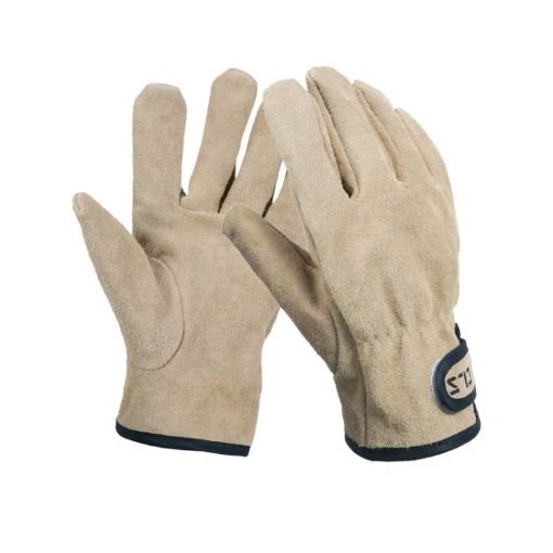 Heat Resistant Cowhide Gloves - CLS Outdoor Barbecue Protective (Khaki) - 1