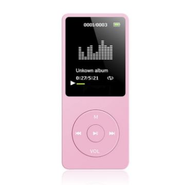 Ultra-thin Pink MP4 Player with Screen - 1