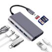 8 in 1 Type-C Docking Station: HDMI, RJ45, 3 USB 3.0, PD - Gray - 1