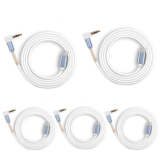 5 PCS Type-C to 3.5mm Male Elbow Audio Adapter Cable 1m White - 1