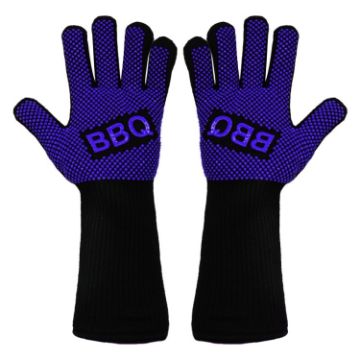 Silicone BBQ Gloves - High Temp Resistant, Anti-Scalding (BBQ Blue) - 1