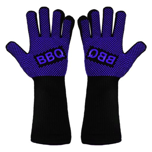 Silicone BBQ Gloves - High Temp Resistant, Anti-Scalding (BBQ Blue) - 1