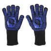 Silicone BBQ Gloves - High Temp Resistant, Anti-Scalding (Fish Bone Blue) - 1