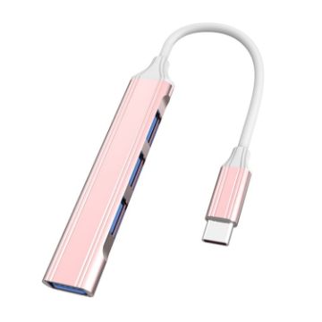 4 in 1 Mini Multifunctional Docking Station, Type-C/USB-C 3.0, Pink - 1