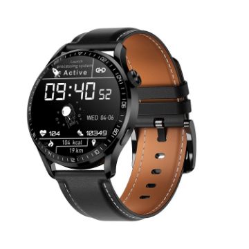 HD2 1.32" Heart Rate Smart Watch - Black Leather Strap - 1