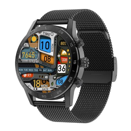 LOANIY DT70 Black Steel Analog Digital Dual Display Smart Call Watch - 1