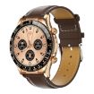 LOANIY E18 Pro Smart Watch with Bluetooth Calling & NFC, Gold Leather - 1