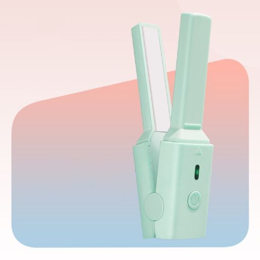 Dual-use Mini Electric Hair Splint GLS-006 for Straight & Curly Hair - Green - 1