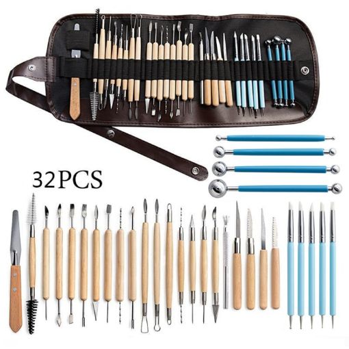 32 In 1 Pottery Tool Set for Clay and Stone Carving - DIY Combination Kit - 1
