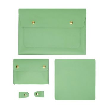 S178 3 In 1 Leather Laptop Liner Bag, 15" Waterproof, Avocado Green - 1