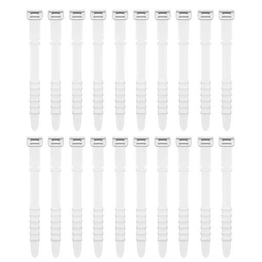 Fishbone Silicone Cable Tie Organizer - 3 Sets, 20pcs/Set, White - 1