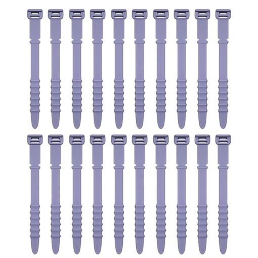 Fishbone Silicone Cable Tie Organizer - 3 Sets, 20pcs/Set, Purple - 1