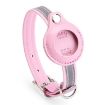Airtag Tracker Protective Cover Pet Collar, M Size, Pink PU Material - 1