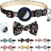 Blue Anti-Lost Pet Collar with Bow & Bell for AirTag - 2