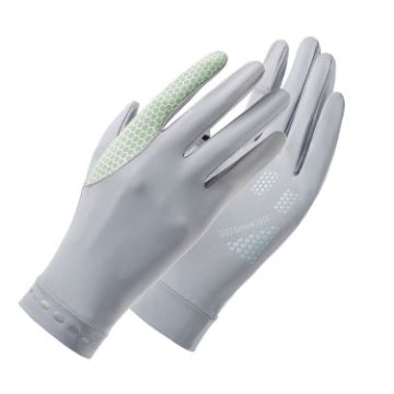 XC-14 Fingerless Ice Silk Gloves, Anti-UV Sunscreen, Honeycomb Gray - 1