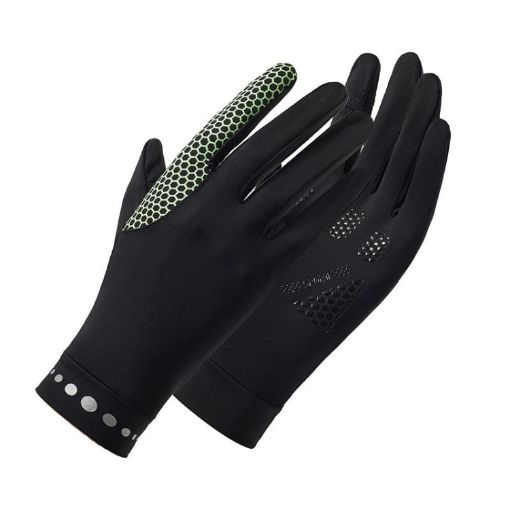 XC-14 Fingerless Ice Silk Gloves, Anti-UV Sunscreen, Honeycomb Black - 1