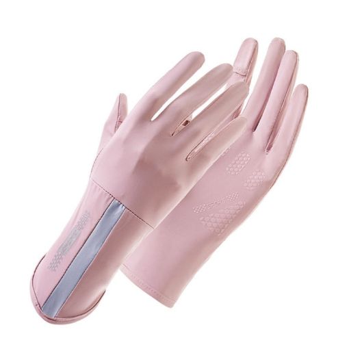 XC-14 Pink Fingerless Ice Silk Gloves - Anti-UV, Sunscreen, Riding - 1