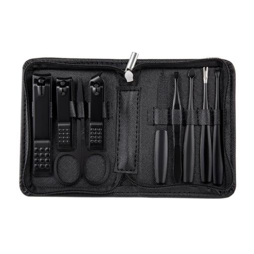 Stainless Steel Dead Skin Nail Trimming Set - 9 PCS (Black) - 1