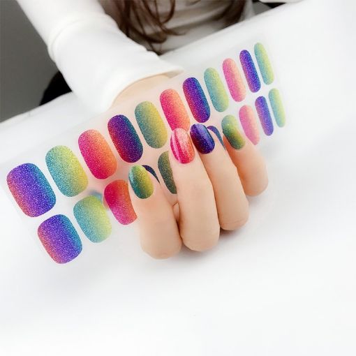 Shiny Onion Powder Waterproof Nail Sticker - 22 Fingers (ZX-3025) - 1