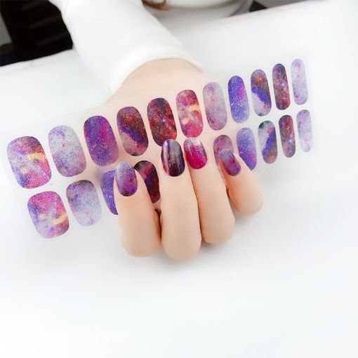 Shiny Onion Powder Waterproof Nail Sticker - 22 Fingers (ZX-3027) - 1
