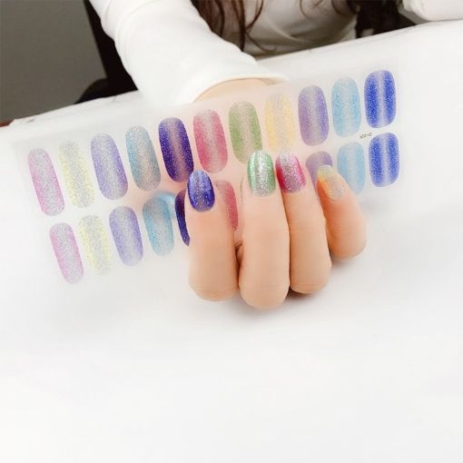 Shiny Onion Powder Waterproof Nail Sticker - 22 Fingers (ZX-3029) - 1