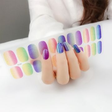Shiny Onion Powder Waterproof Nail Sticker - 22 Fingers (ZX-3039) - 1