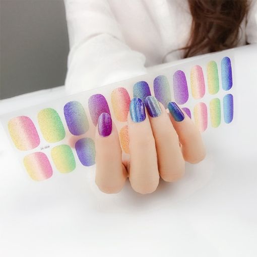 Shiny Onion Powder Waterproof Nail Sticker - 22 Fingers (ZX-3039) - 1