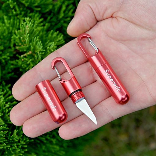 Portable Keychain Pendant Small Knife - Aluminum Alloy Red Cutter - 1