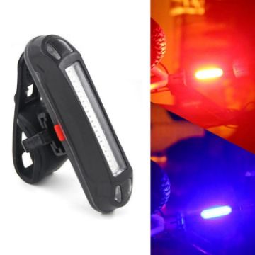 Rechargeable LED Bicycle Warning Tail Light - Red & Blue Strip - 1