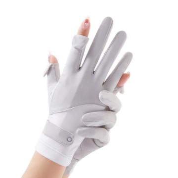 UV Resistant Ice Silk Cycling Driving Gloves - Non-Slip, Breathable, Gray - 1