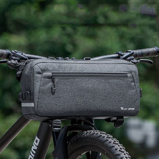 WEST BIKING YP0707301 Mountain Bike Handlebar Bag - Large Capacity Grey - 1