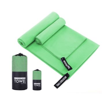 Quick Dry Microfiber Sports Towel 40x80cm - Grass Green Mesh Bag - 1