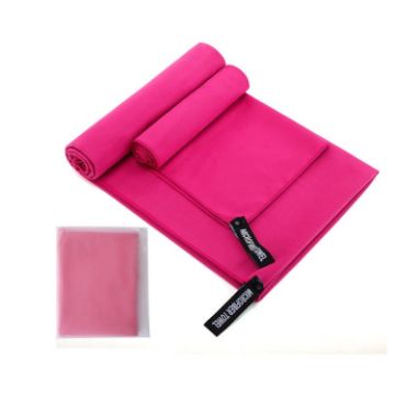 Quick Dry Microfiber Sports Towel 40x80cm - Rose Red with Bag - 1