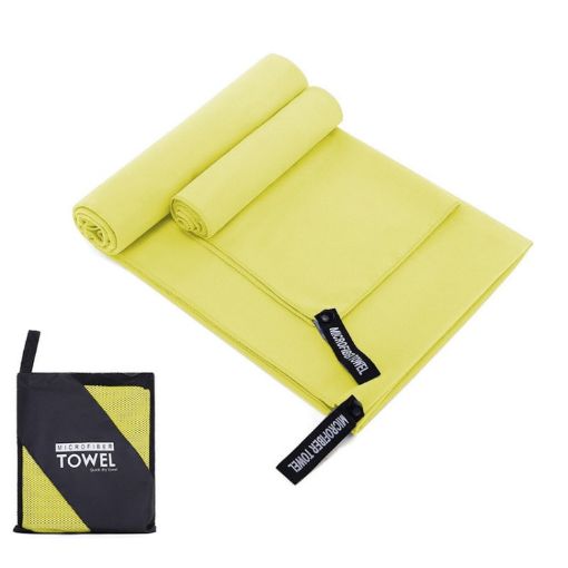 Quick Dry Microfiber Sports Towel 40x80cm - Yellow Mesh Bag - 1