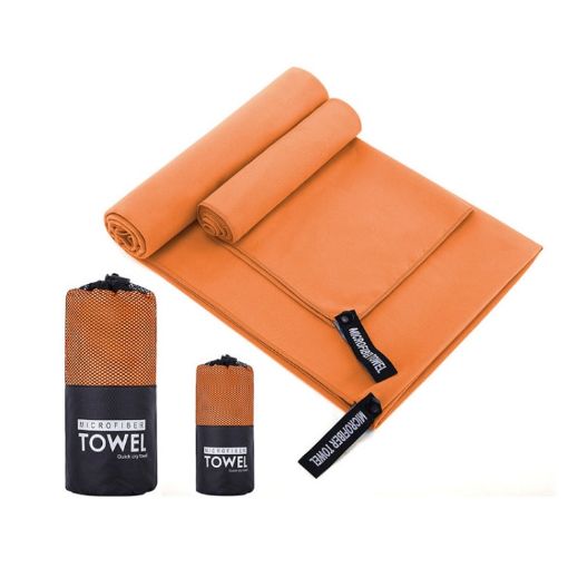 Quick Dry Microfiber Sports Towel 76x152cm with Mesh Bag - Orange - 1