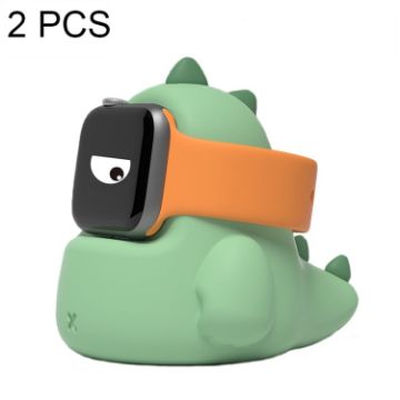 Cute Dinosaur Silicone Charging Stand for Apple Watch - 2 PCS (Green) - 1