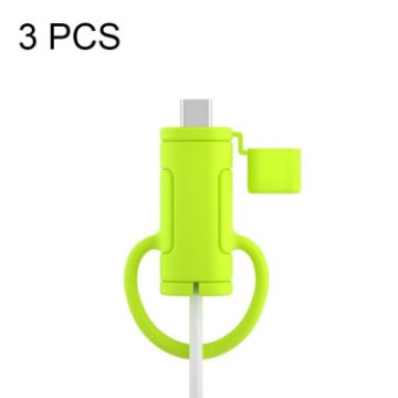 Soft Washable Silicone Case for Apple Type-C Cable, 3 PCS - Mustard Green - 1