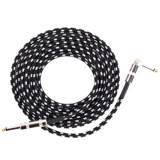 Guitar Connection Wire 0.5m Black White Noise Reduction Elbow Audio - 1