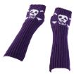 Purple Jacquard Skull Fingerless Knit Ski Gloves - Warm Winter Accessory - 5