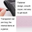 Hechooses D033 Transparent Mesh Exam Pen Bag, Square Style, Pink - 3