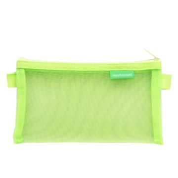 Transparent Mesh Exam Pen Bag - Hechooses D033, Square Style, Green - 1