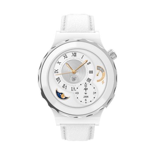 HW3 Mini Heart Rate/Blood Oxygen Smart Watch with NFC - Silver/White - 1