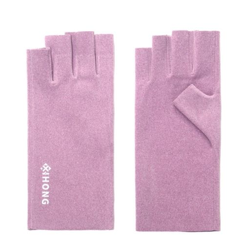 Winter Thin Flannel Warm Finger Gloves, Nail Protective, Purple, WST-41 - 1