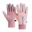 Women's Pink Velvet Cycling Gloves - Windproof & Warm, 1 Pair - 1