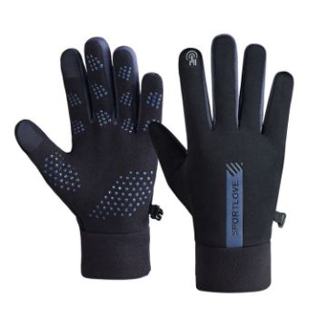 Men's Black Velvet Cycling Gloves - Windproof & Warm, 1 Pair - 1