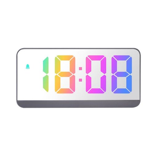 Colorful Fonts LED Alarm Clock - Large Screen 8009D Gray Shell - 1